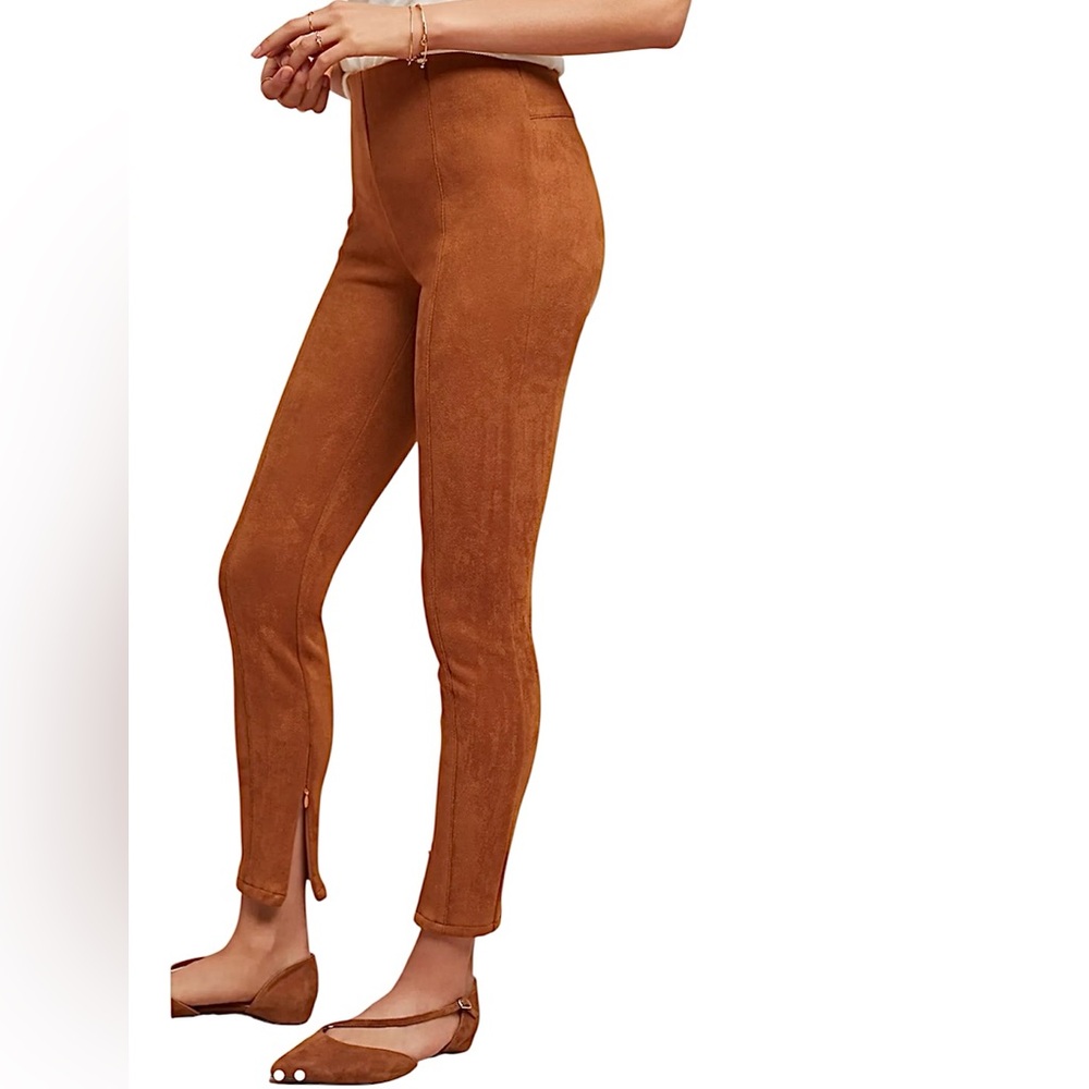 Anthropologie High Rise Elastic Waist Green Pull On Ankle Zip Leggings 30T NWOT - Picture 4 of 16